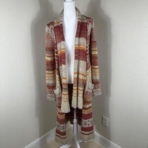 Free People Yesterdays Smile Maxi Cardigan Sweater Womens Medium Boho Hippie 70s